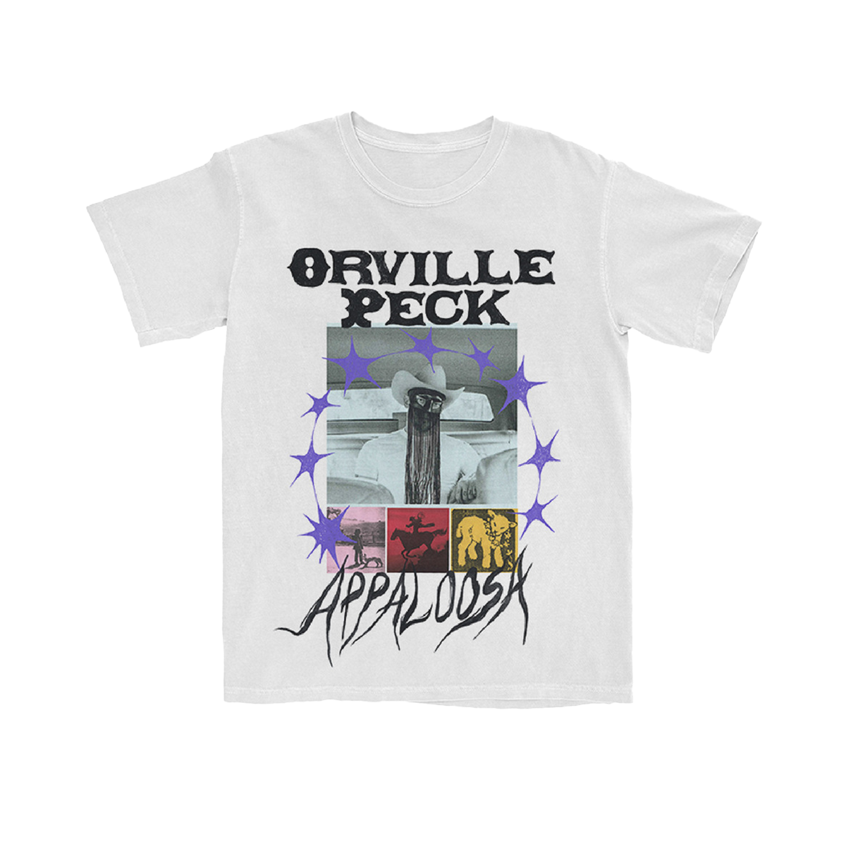 The Appaloosa Tee is a unisex, white tee featuring art inspired by the EP.