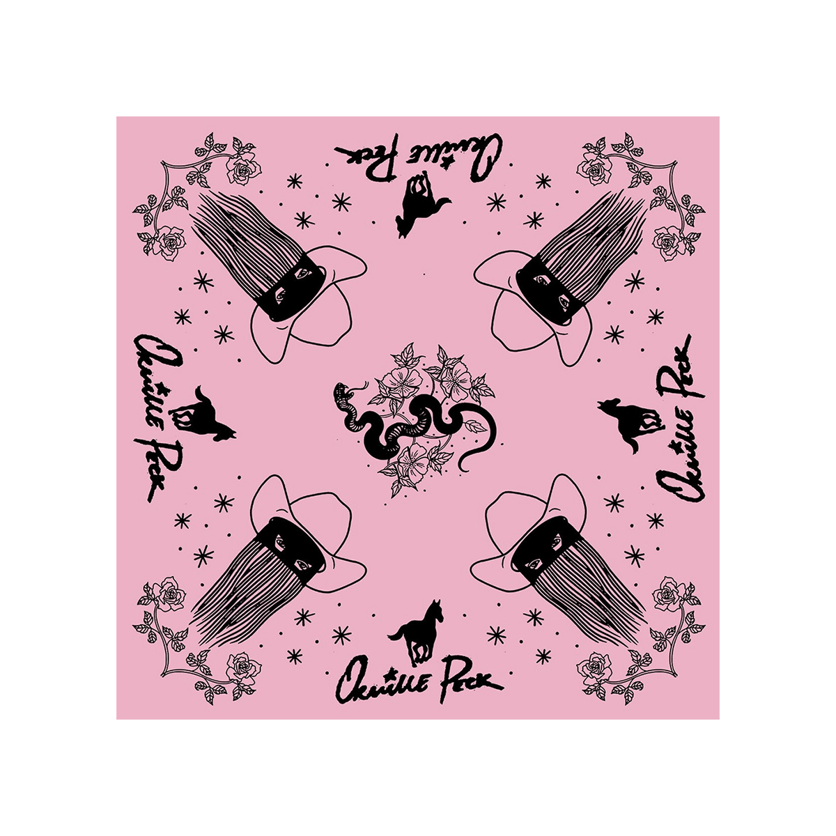 Pink bandana illustrations and Orville Peck branding.